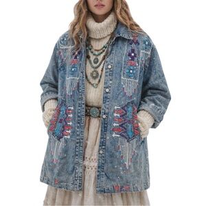 Robert Michael Design Denim South West Metallic Painted Artsy Jean Coat Small